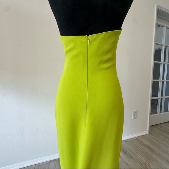 Elie Saab Tubular Choker Halter Crepe Gown Lime Green Color - Picture 14 of 16